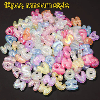 Summer UV Iridescent Clear Acrylic Alphabet Beads, 10pcs/Set