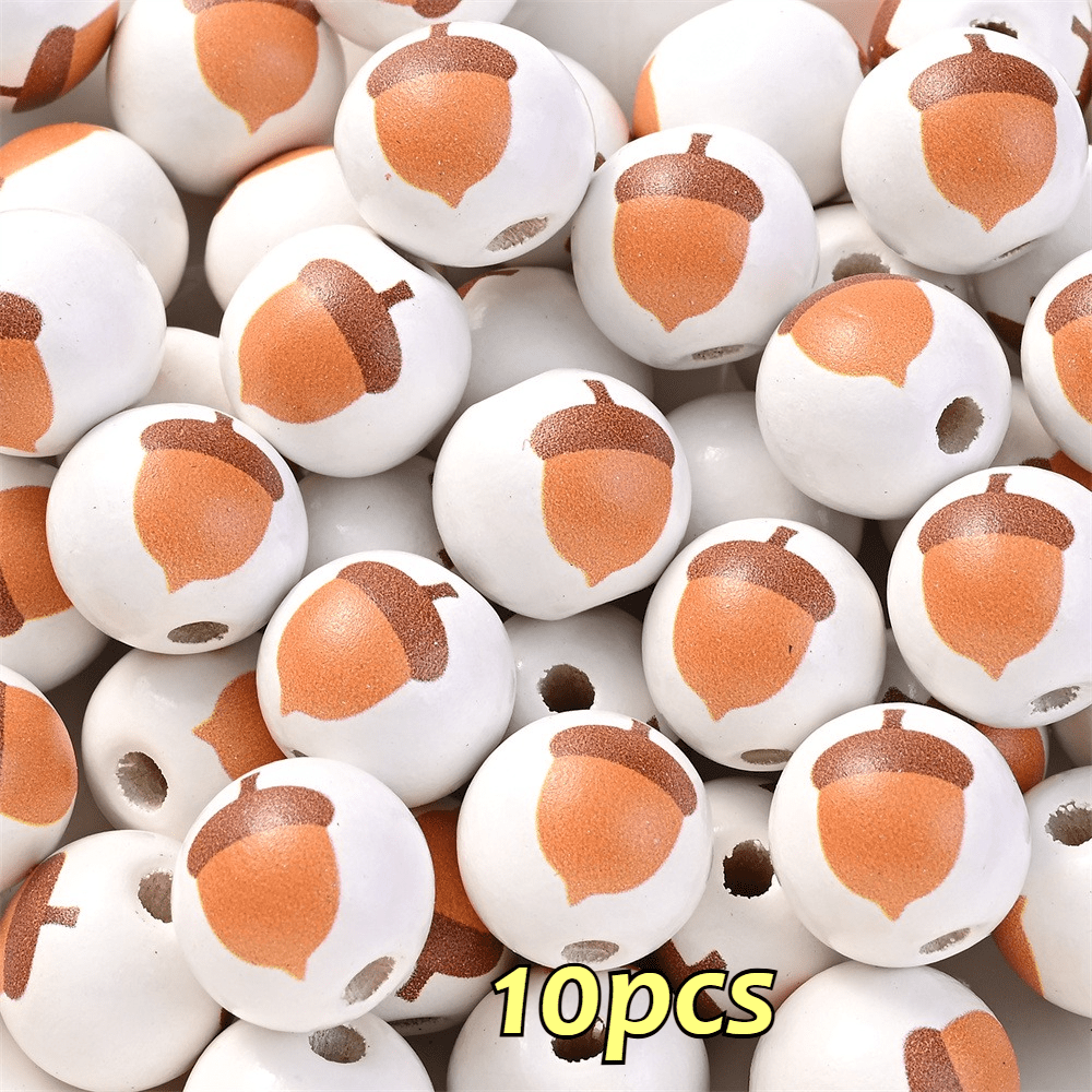 16mm Fruit-Themed Printed Wooden Beads, 10pcs