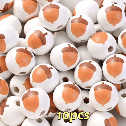 16mm Fruit-Themed Printed Wooden Beads, 10pcs