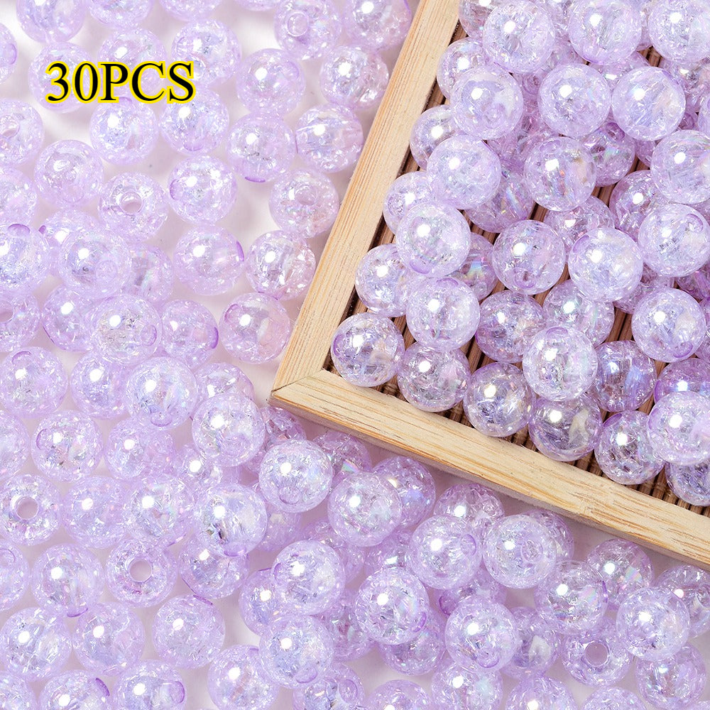 30pcs 10mm Colorful Crackle Acrylic Beads