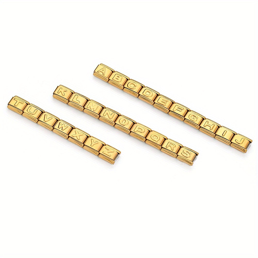 1pc 9x10mm Golden Stainless Steel Letter Bead