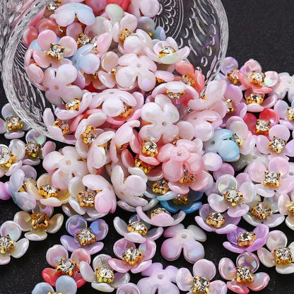 30pcs 15mm Gradient Acrylic Flower Beads