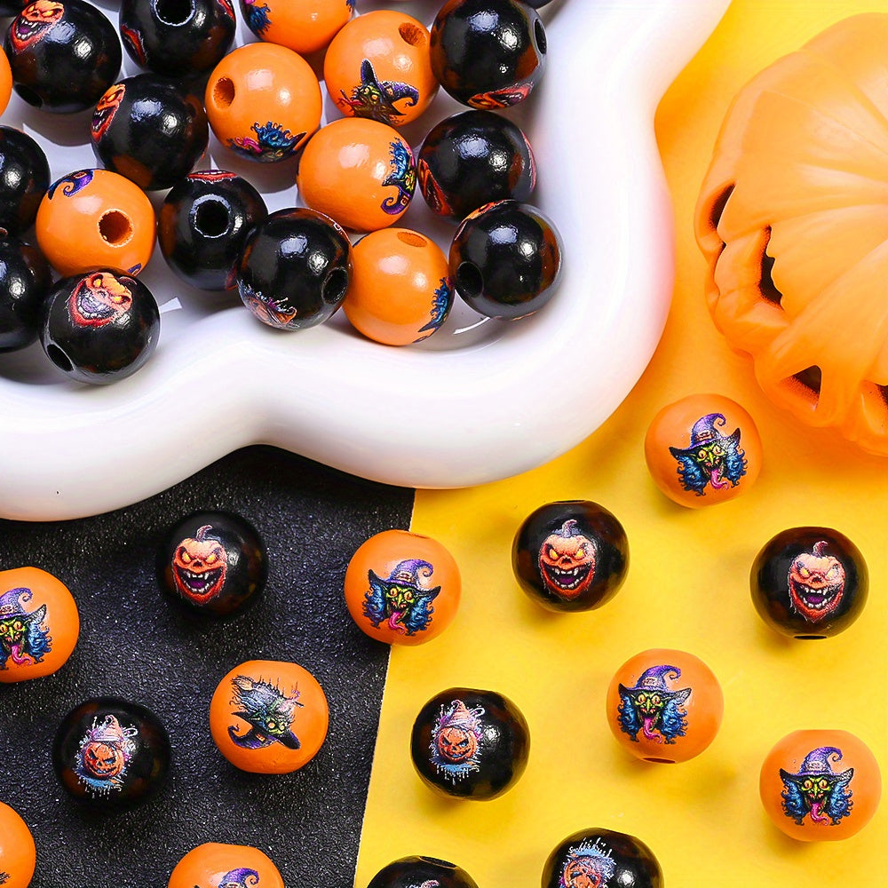 16mm Halloween Wooden Round Beads
