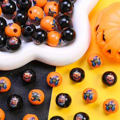 16mm Halloween Wooden Round Beads