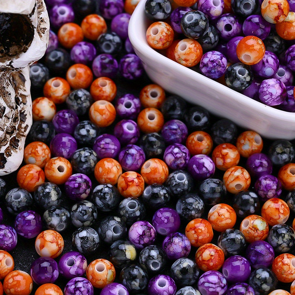 100pcs/set 8mm Halloween Color Acrylic Round Beads