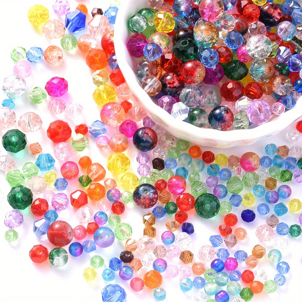 130g 800pcs Gradient Crackle Glass Beads