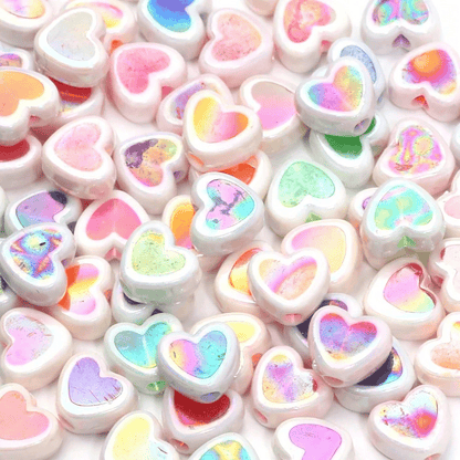 Shiny Heart Acrylic Spacer Beads