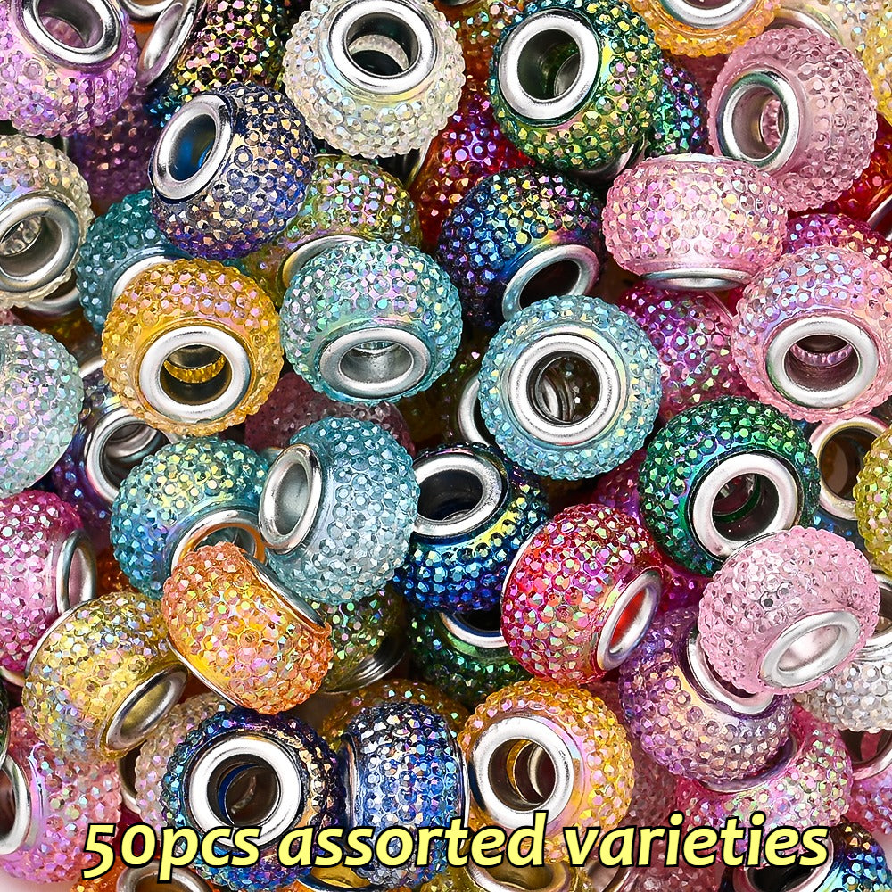 9x14mm Resin Rhinestone Inlaid Beads