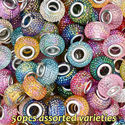 9x14mm Resin Rhinestone Inlaid Beads