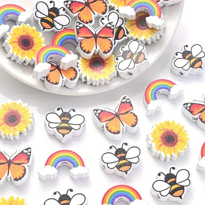 White Petal Flower AB Shiny End Cap Beads