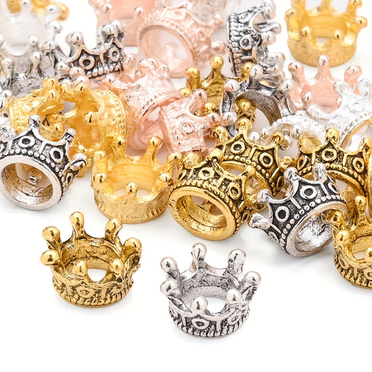 30pcs King & Queen Crown Alloy Big Hole Beads