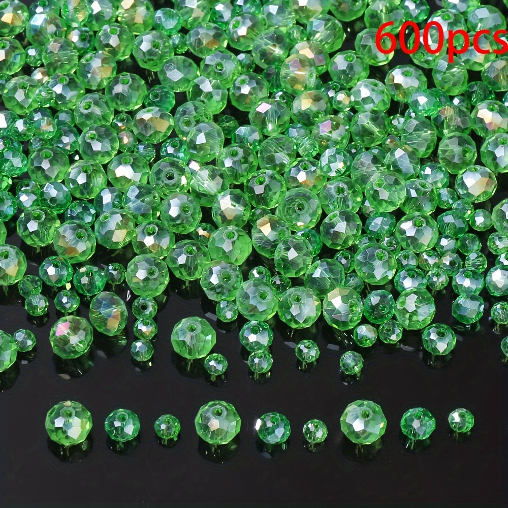 Green Crystal Glass Faceted Rondelle Spacer Beads