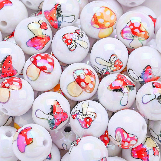 10pcs Red Mushroom Design Acrylic Beads