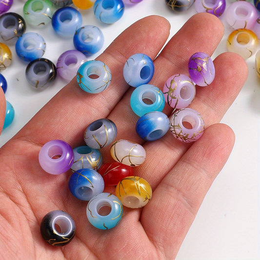 30pcs 9x14mm Golden Wire Acrylic Large Hole Beads