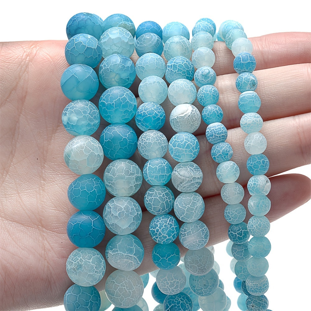 6/8/10mm Frosted Blue Agate Natural Stone Beads