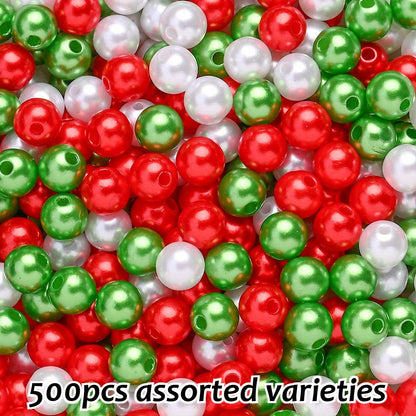 Christmas Glossy Acrylic Pearl Beads