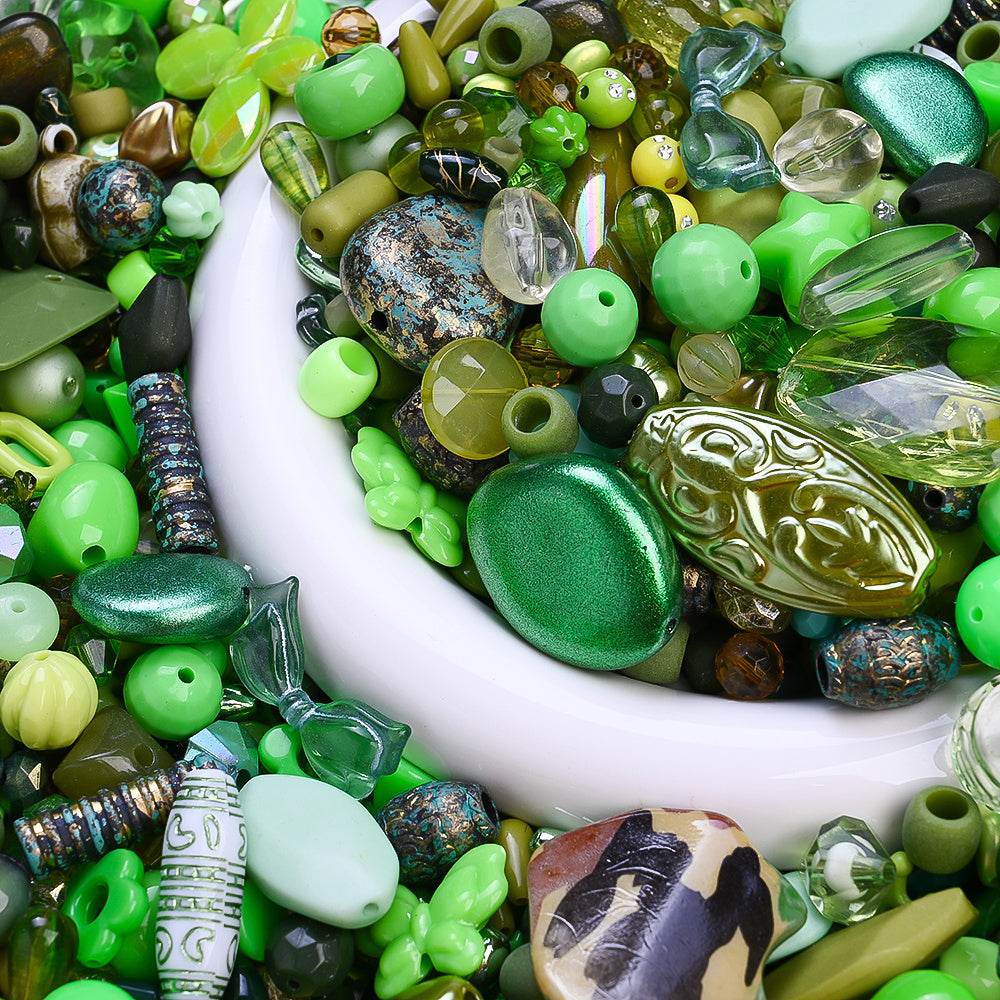 300pcs (about 175g) Green Acrylic Irregular Baroque Beads