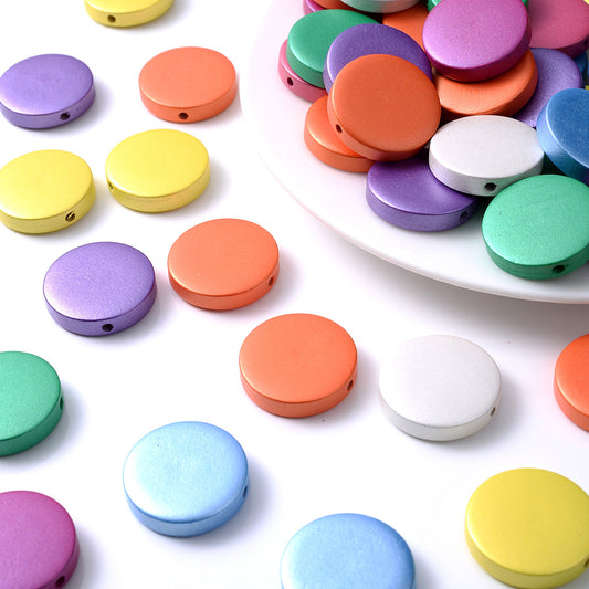 15mm / 20mm / 30mm Random Color Flat Round Wooden Spacer Beads