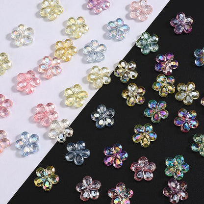 100pcs AB Mixed Color Transparent Flower Acrylic Beads