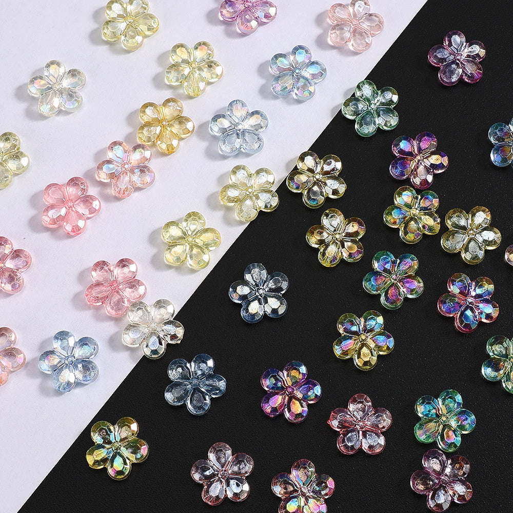 AB Mixed Color Transparent Acrylic Flower Beads