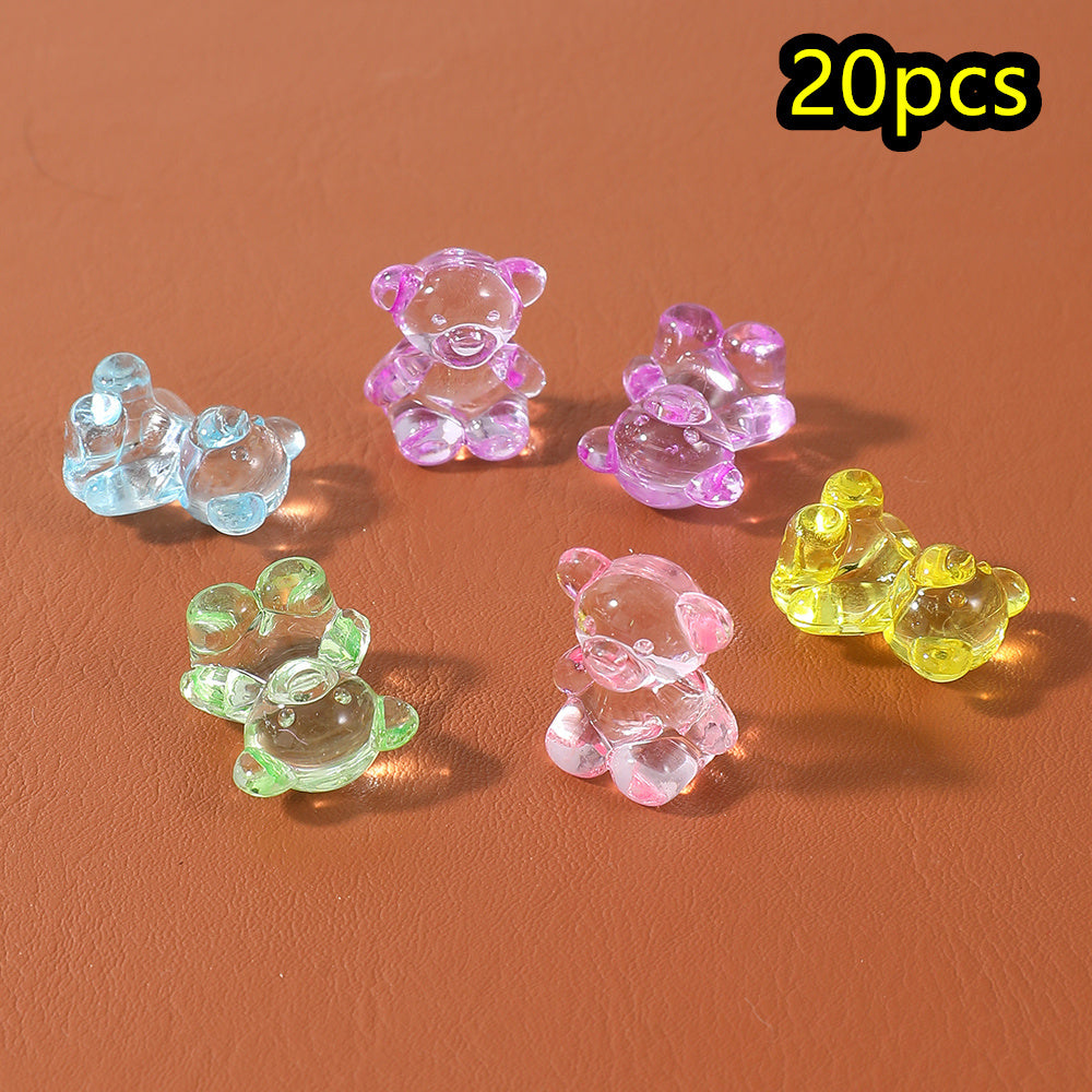 20pcs 8x11mm Transparent Bear Acrylic Beads