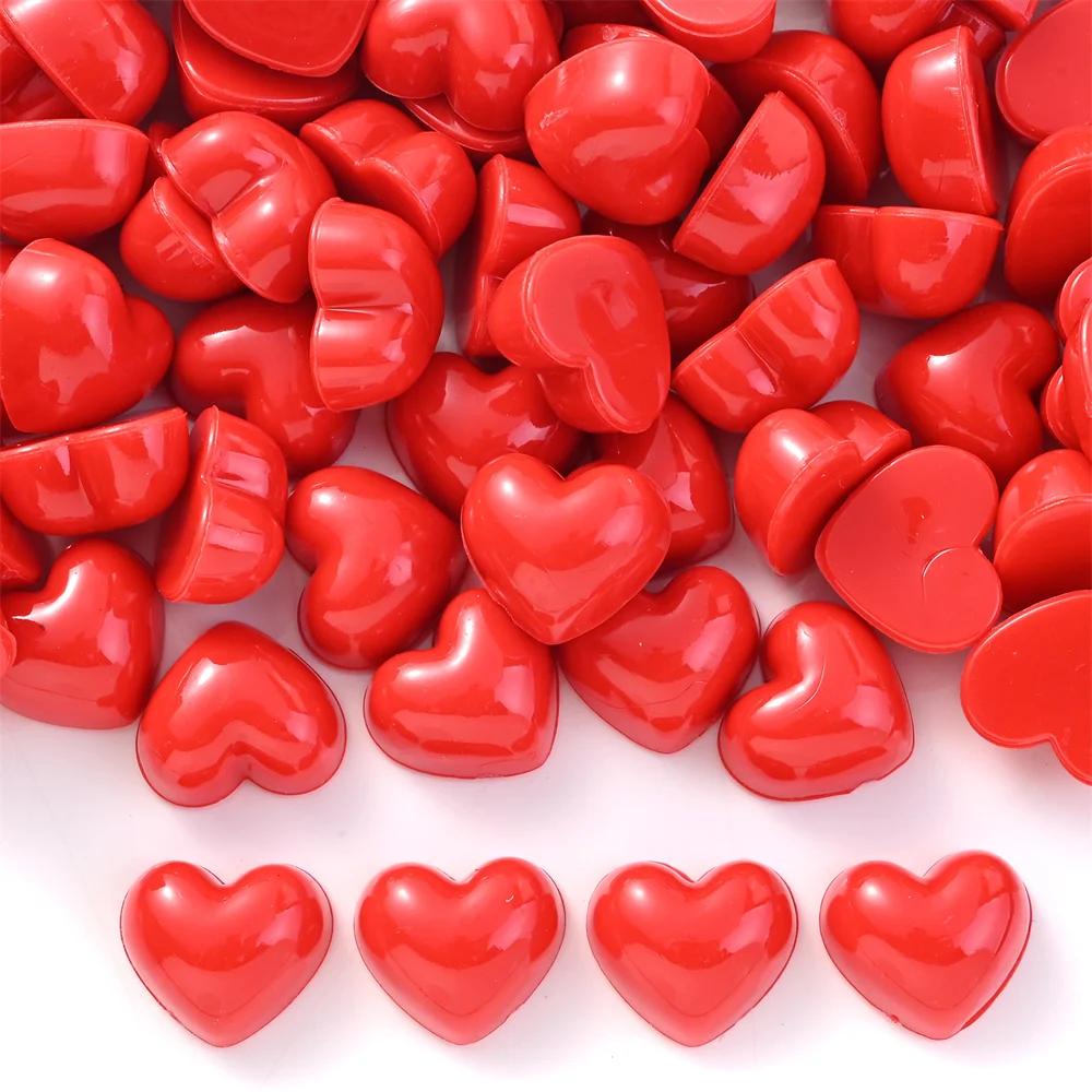 20/40pcs 12x13mm Colorful Heart Adhesive Beads