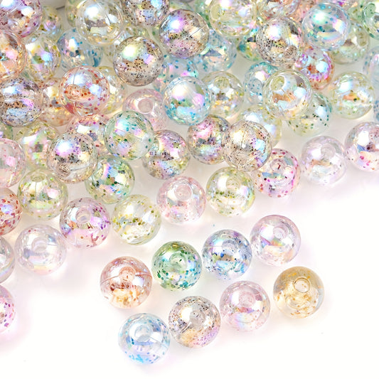 30/50/100pcs 8/10/12mm Glitter AB Plated Acrylic Beads