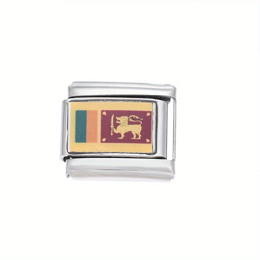 1pc 9x10mm Stainless Steel World Flag Module Charm Bead
