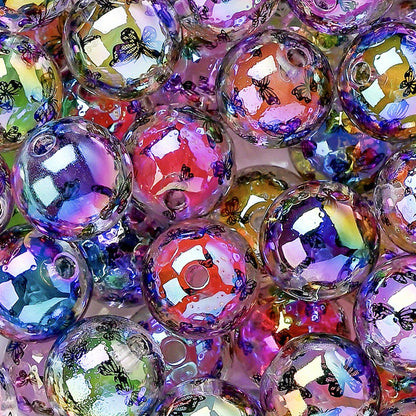 16mm Butterfly Print Acrylic Beads