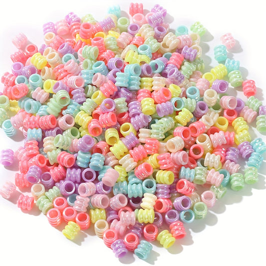 200pcs 7x7mm Candy Color Acrylic Barrel Beads