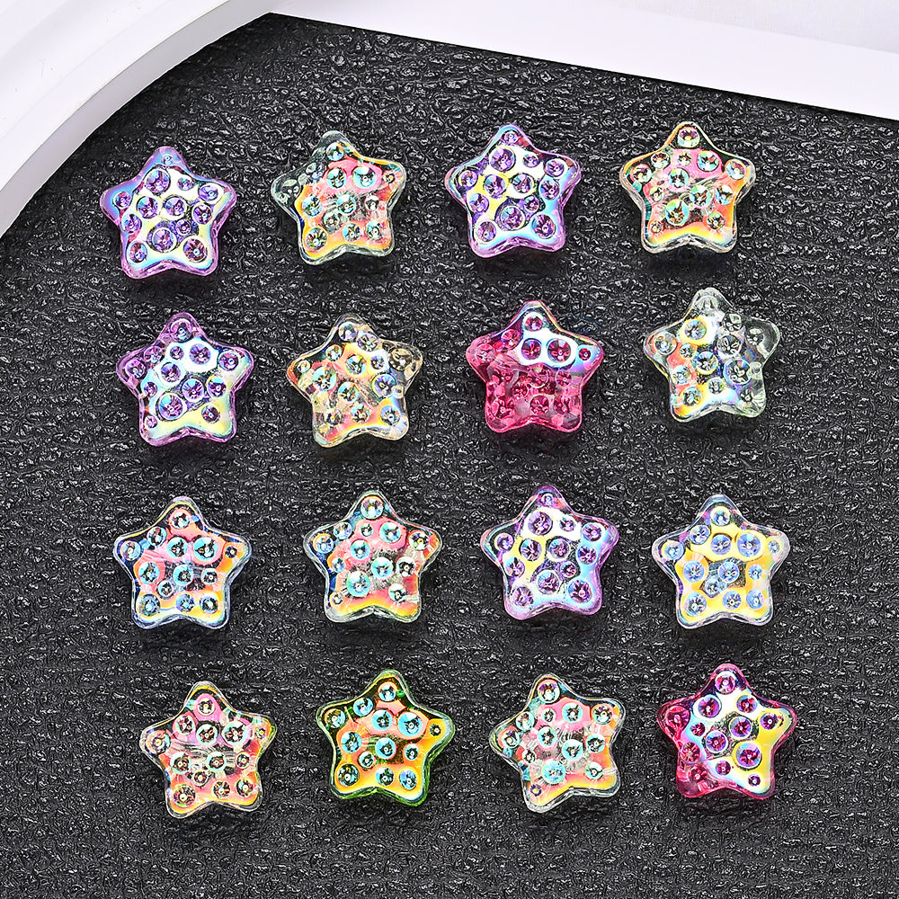 10pcs 18mm Vibrant Star Glass Beads