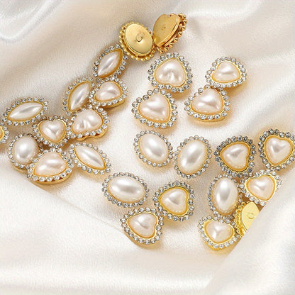 White Imitation Pearl Flatback Oval Heart Beads