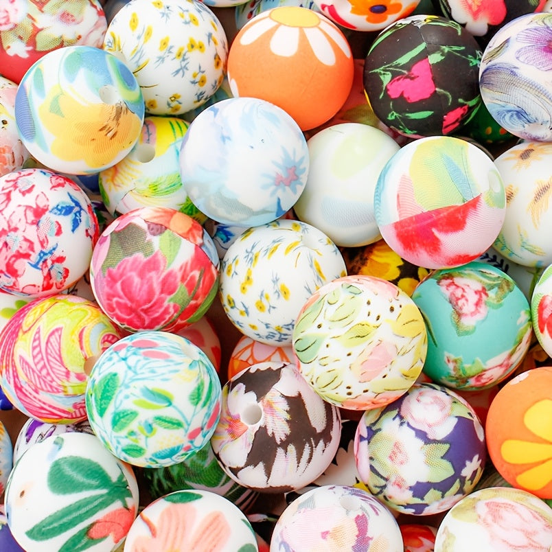 15mm Floral Silicone Beads