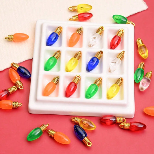 Colorful Resin Christmas Bulb Charm Beads, 10pcs