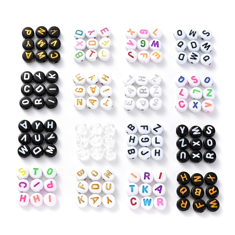 100pcs Black & White Oblate Acrylic Beads