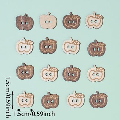 15x15mm Wooden Apple-Shaped Button Beads