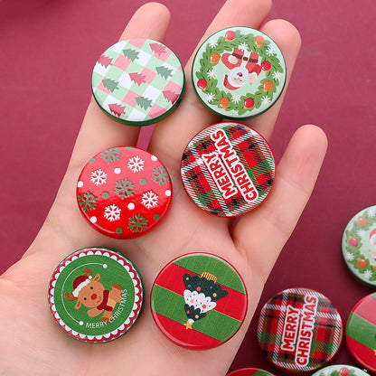 30mm Christmas Printed Flat Acrylic Spacer Beads, 10pcs