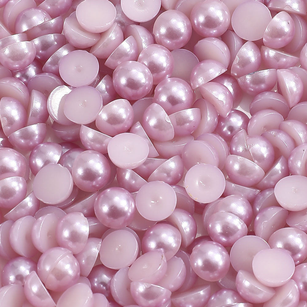 1000pcs Semi Circular Resin Pearl Beads