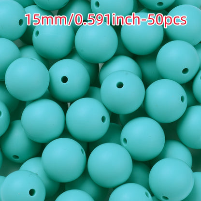 50pcs 12/15mm Rainbow Silicone Round Focal Beads
