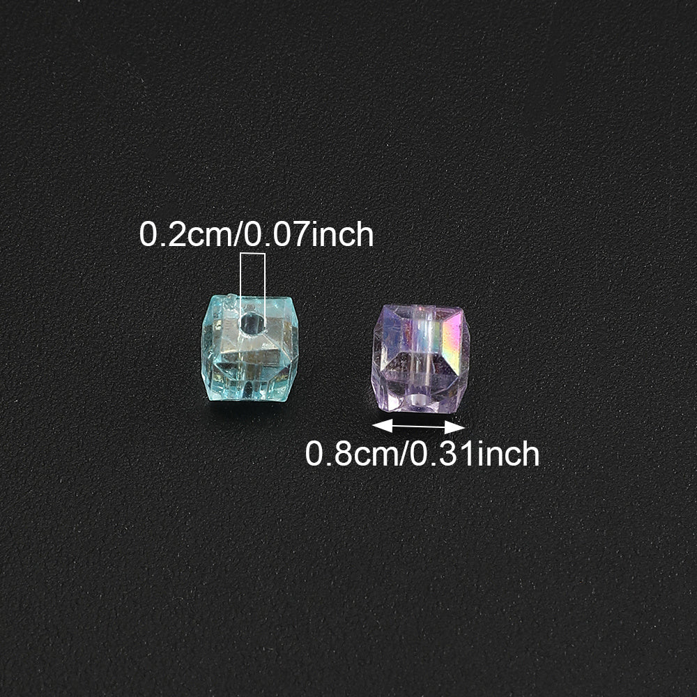 8mm AB Color Acrylic Square Beads