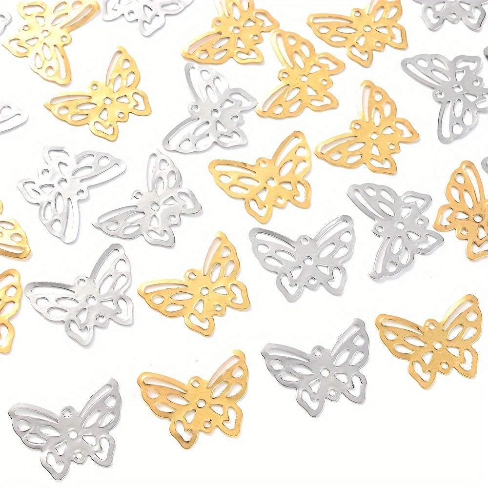 50pcs Iron Butterfly Charm Beads