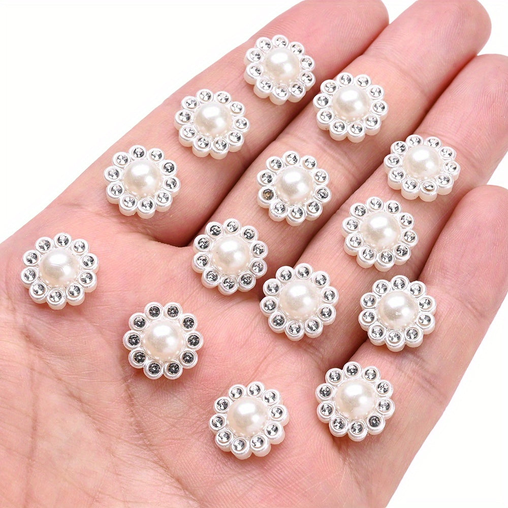 White Imitation Pearl Sunflower Flatback Beads