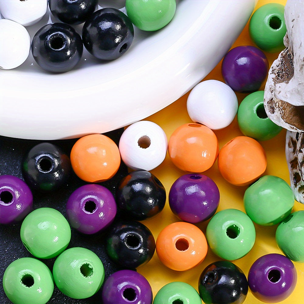 16mm Halloween Wooden Round Spacer Beads