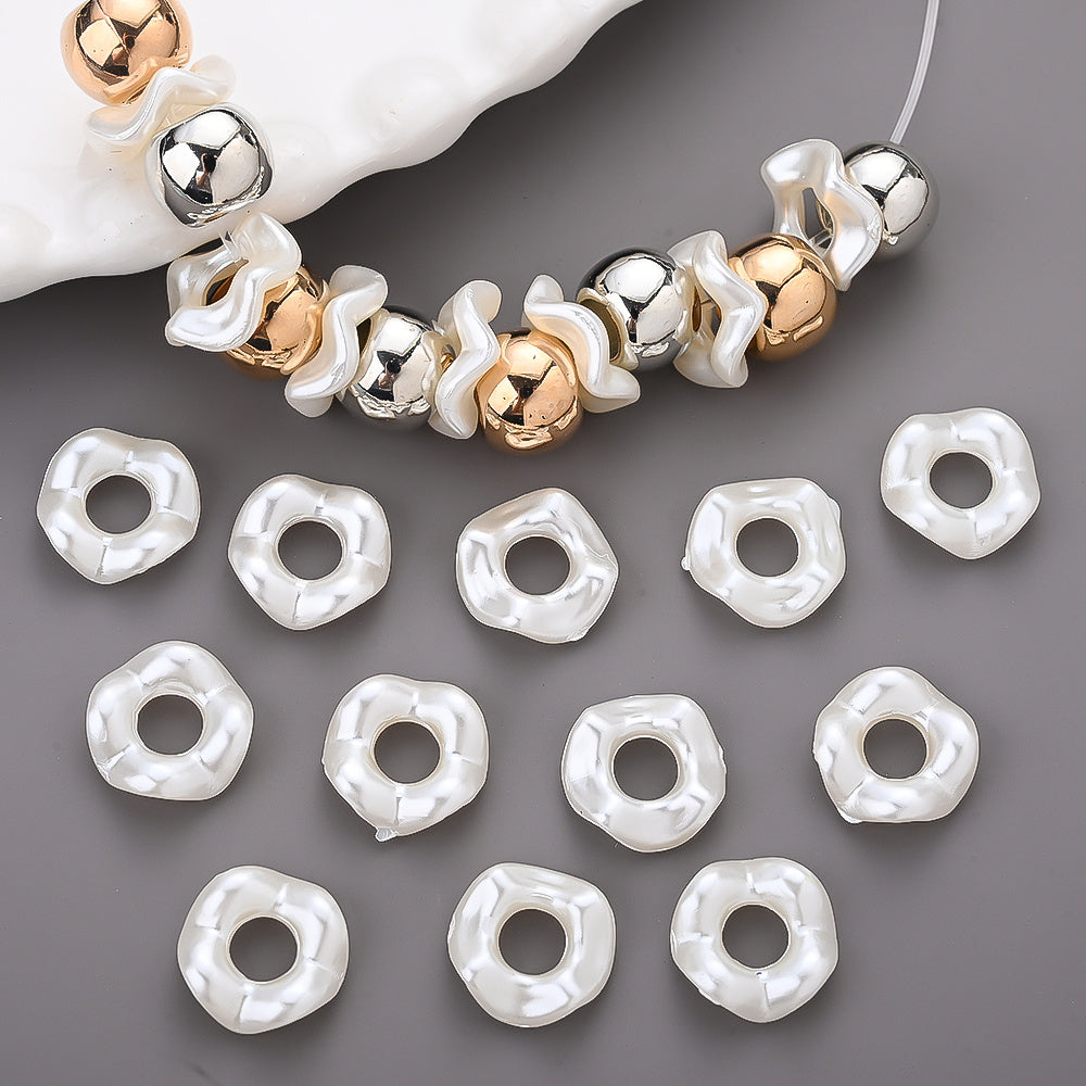White Wavy Acrylic Spacer Beads
