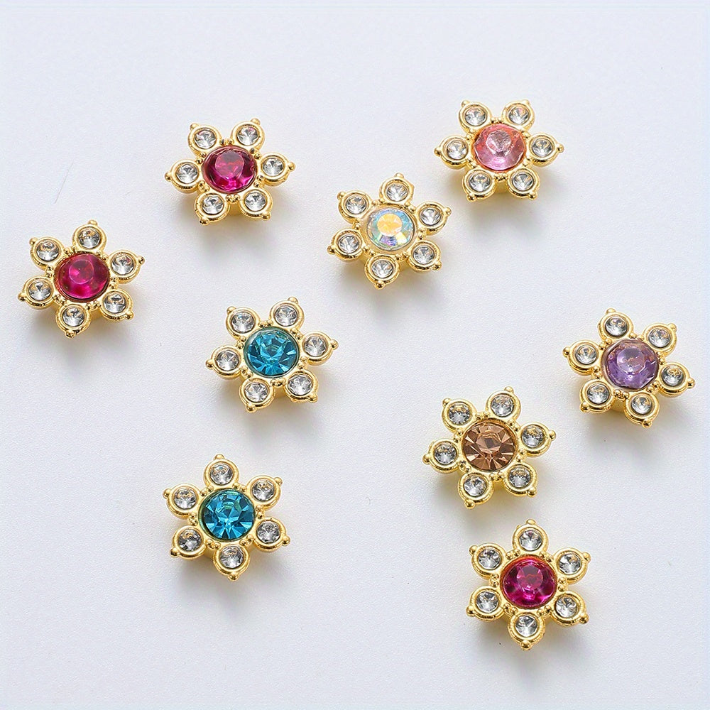 Six Petal Flower Rhinestone Acrylic Beads