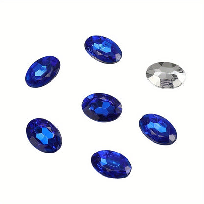 10x14mm Sparkling Oval Acrylic Rhinestone Beads