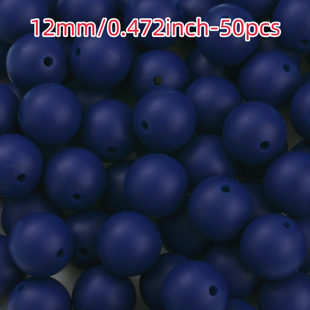 50pcs 12/15mm Rainbow Silicone Round Focal Beads