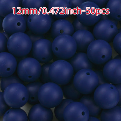 50pcs 12/15mm Rainbow Silicone Round Focal Beads