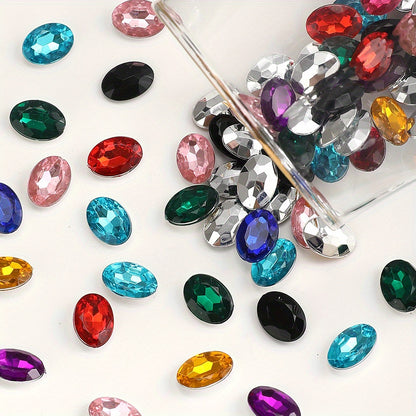 10x14mm Sparkling Oval Acrylic Rhinestone Beads