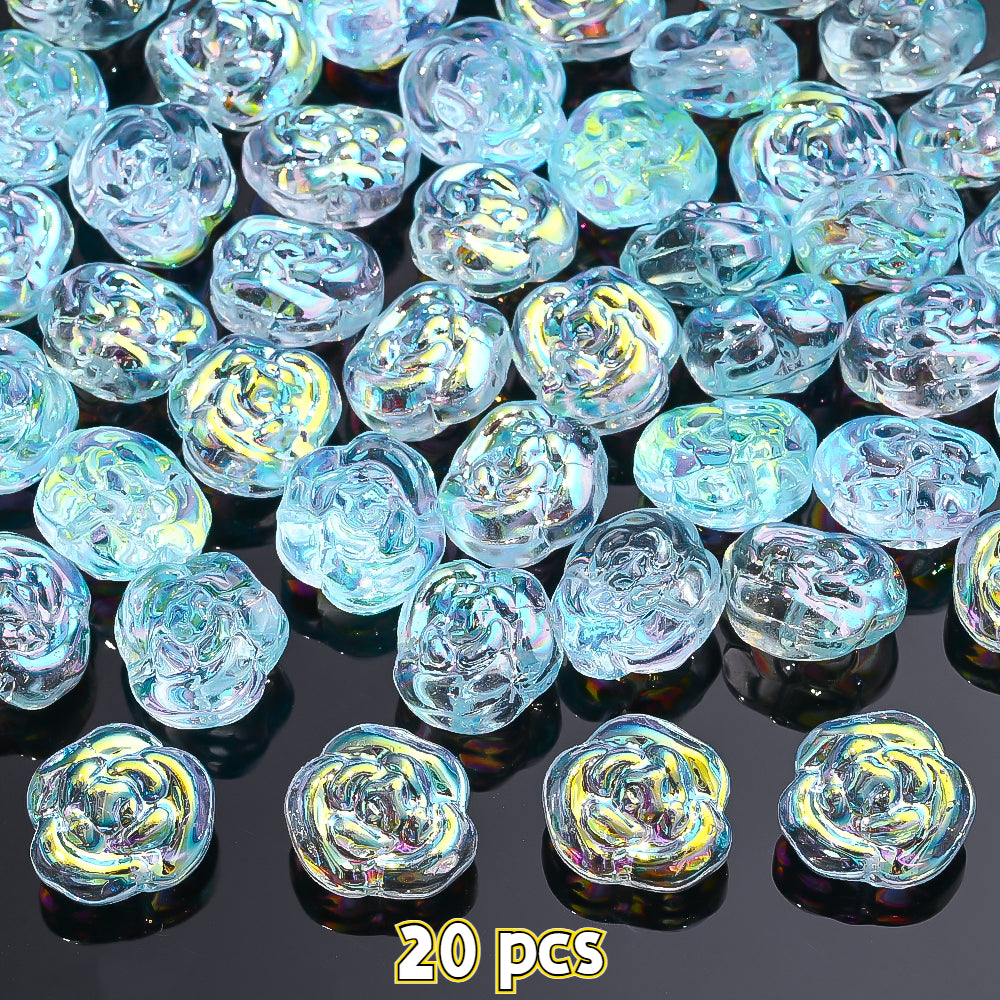 14x13mm Iridescent Rose Glass Beads